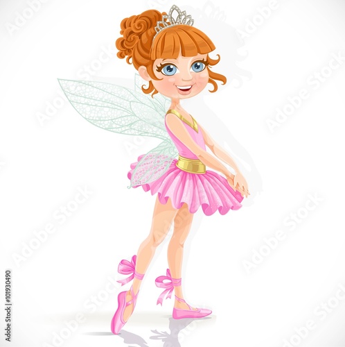 Cute little fairy girl in tiara isolated on a white background