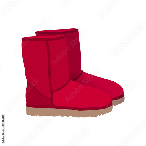 Deep pink winter short boots vector