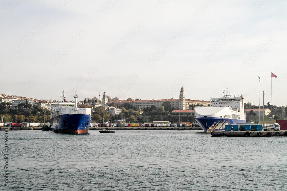 Cargo ships in Istanbul