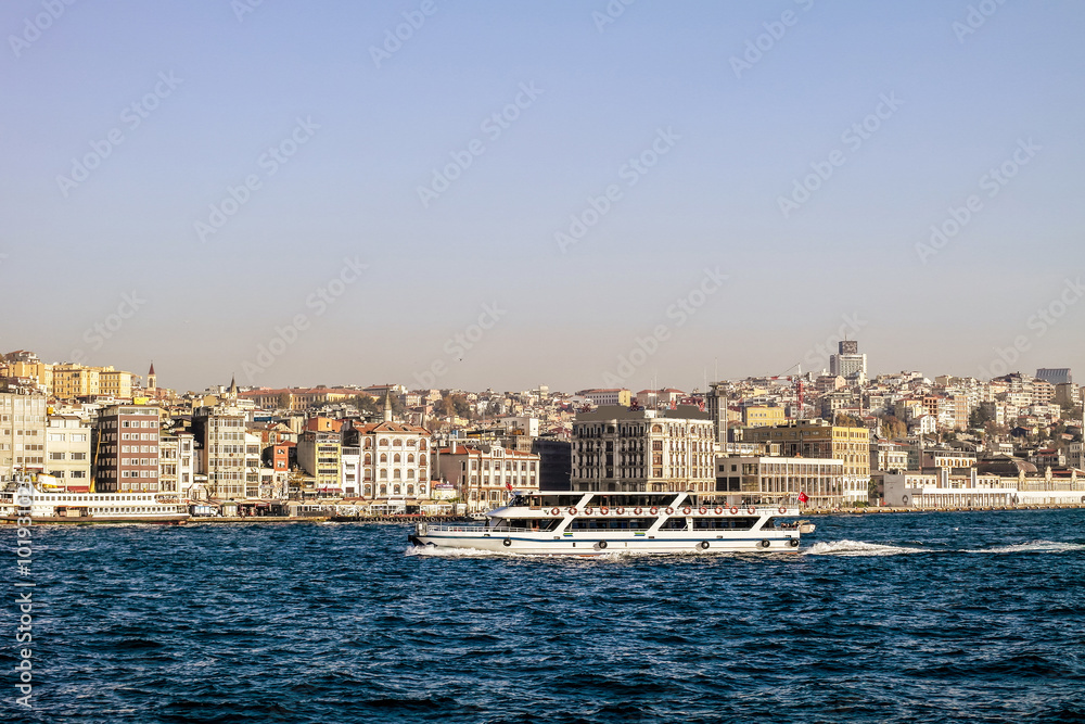 Istanbul ferry. Boat on Bosporus.