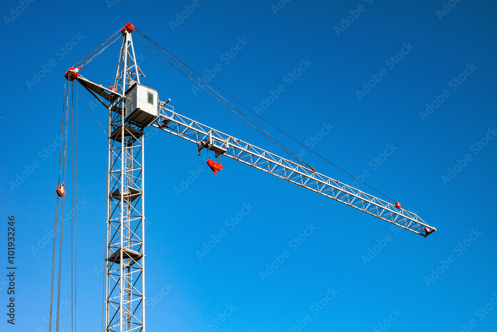 Crane. Blue sky. Crane. Blue sky.