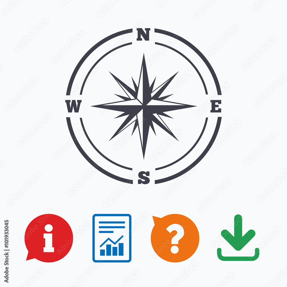 Compass sign icon. Windrose navigation symbol. Compass sign icon. Windrose navigation symbol.
