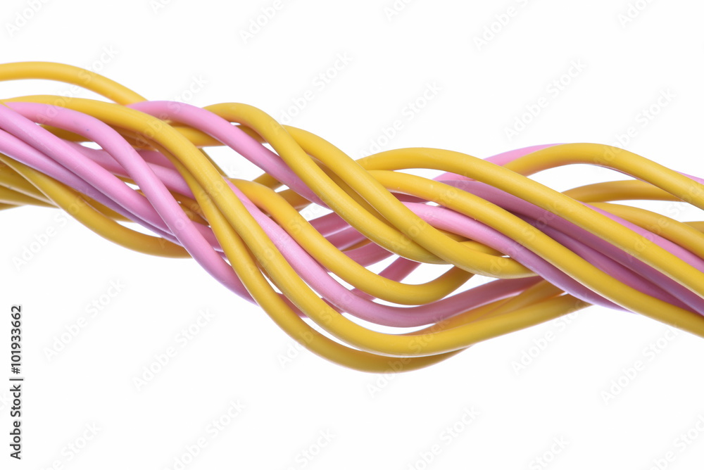 Electric cables used in electrical and computer networks isolated on white background Electric cables used in electrical and computer networks isolated on white background