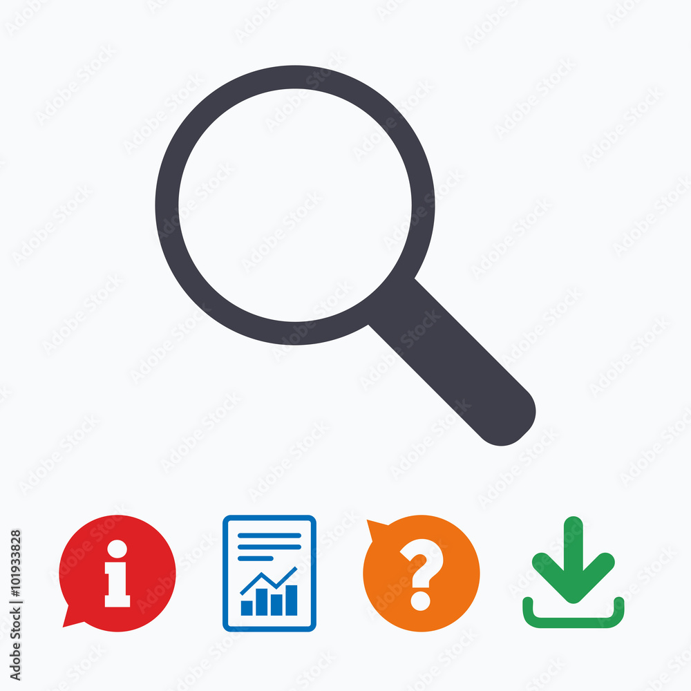 Magnifier glass sign icon. Zoom tool. Navigation Magnifier glass sign icon. Zoom tool. Navigation