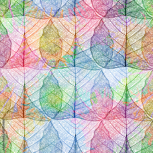 Seamless pattern with colored autumn leaves. Vector, EPS 10.