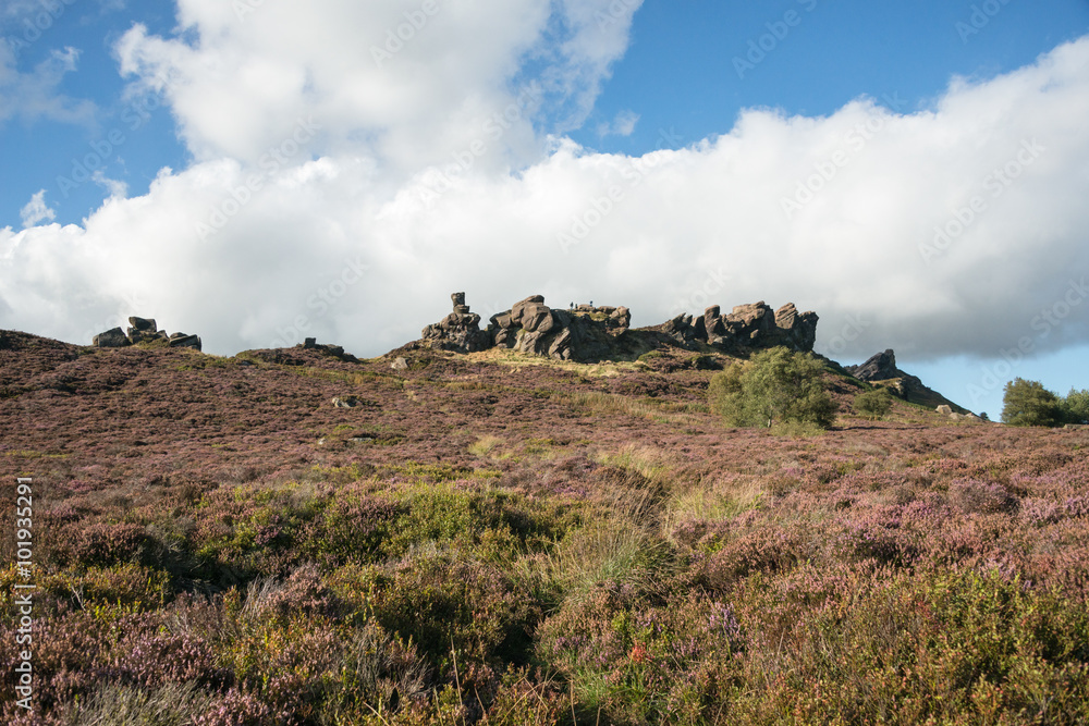 Ramshaw rocks in the Staffordshire moorlands on a sunny day