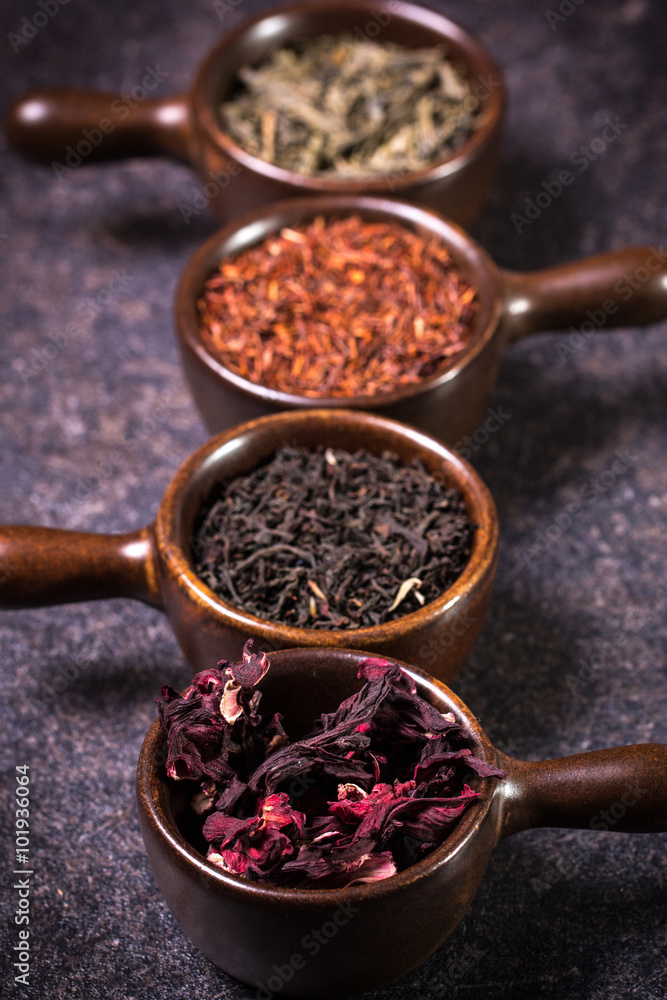 assortment of dry tea. healthy food concept assortment of dry tea. healthy food concept