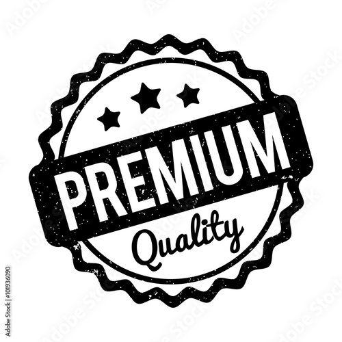 Premium Quality rubber stamp black on a white background.