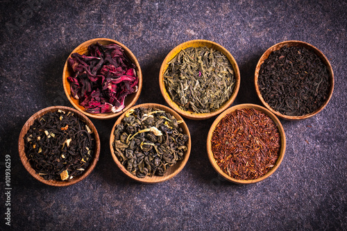assortment of dry tea. healthy food concept