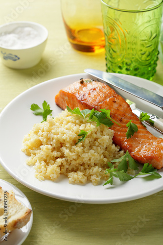 roasted salmon with side dish