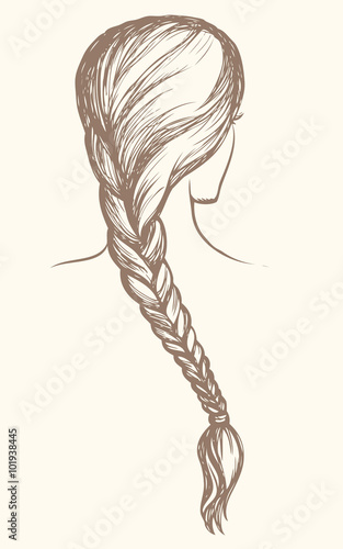 Long braid. Vector drawing