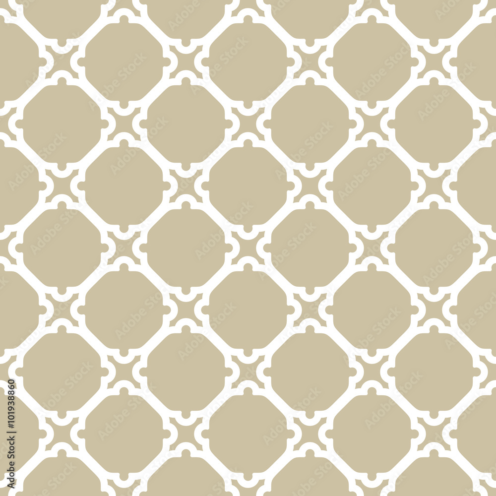 Fototapeta premium Geometric ornament with fine elements. Seamless golden and white pattern for wallpapers and backgrounds
