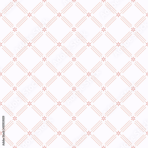 Geometric repeating light ornament with diagonal dots. Seamless abstract modern pattern