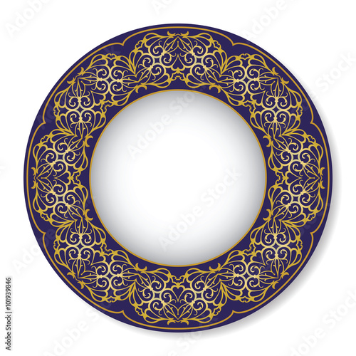 Vector illustration of blue oriental tray