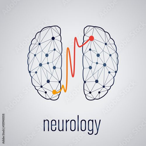 neurology concept, two linked parts of the brain, vector illustration