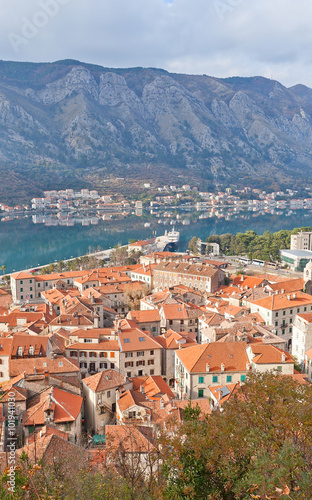 View of Old Town and a bay of Kotor, Montenegro