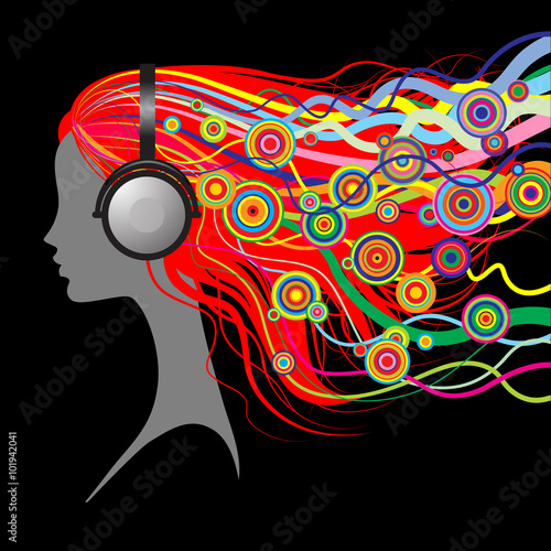 Head of girl with head-phones