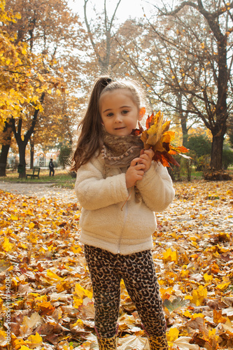 Young girl in beautiful autumn park  concept autumn