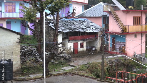 Urban landscape with a building with slate roof, Himalaya, India


