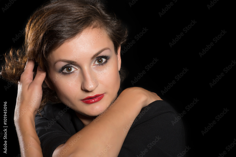 Charming woman in black jacket Charming woman in black jacket
