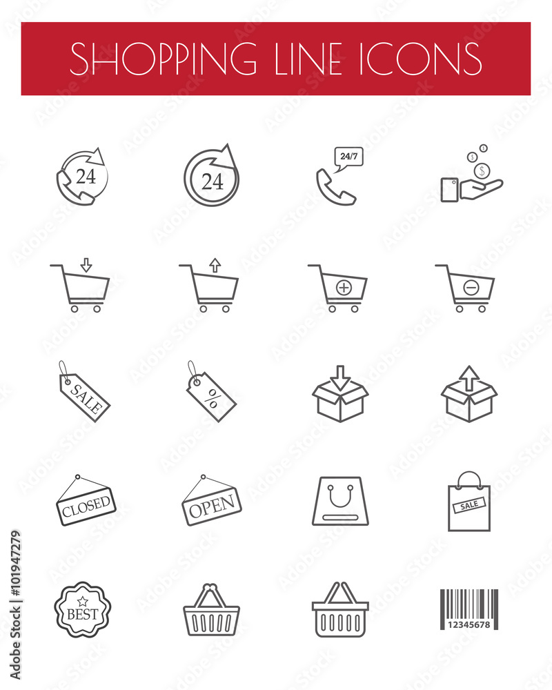 shopping lines icons set. vector . illustration shopping lines icons set. vector . illustration
