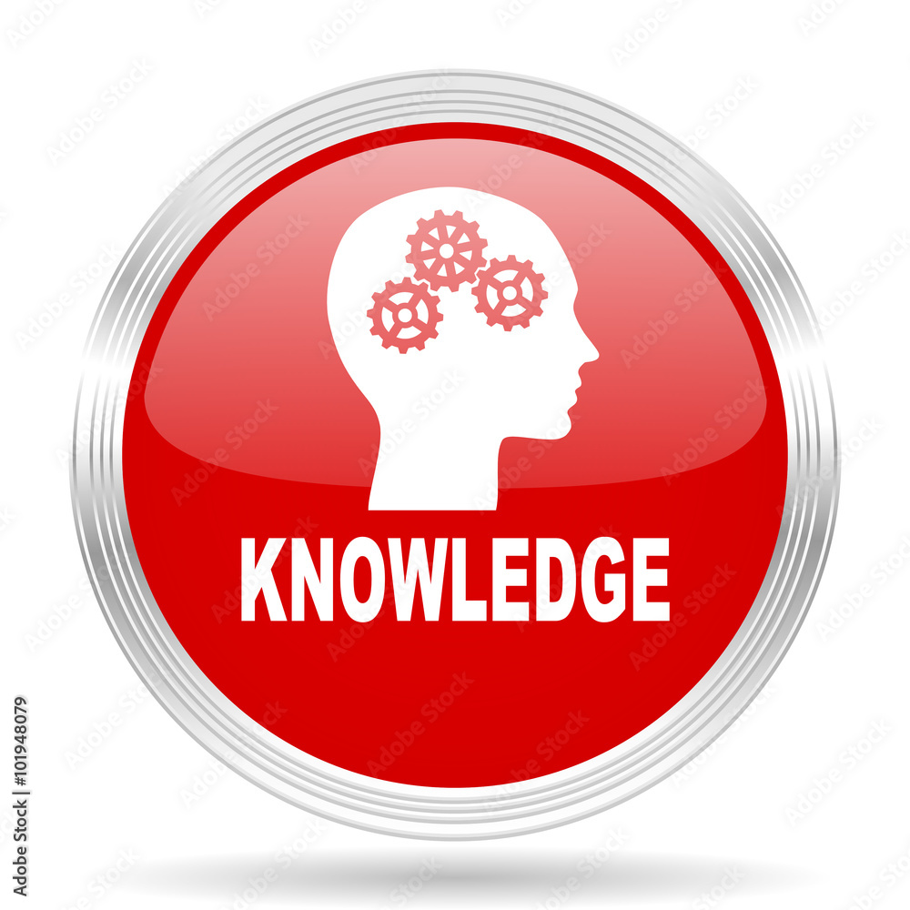 knowledge red glossy circle modern web icon