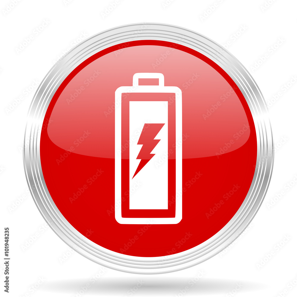 battery red glossy circle modern web icon battery red glossy circle modern web icon