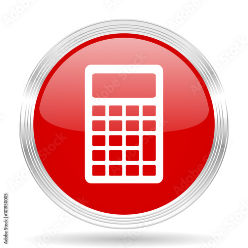 calculator red glossy circle modern web icon