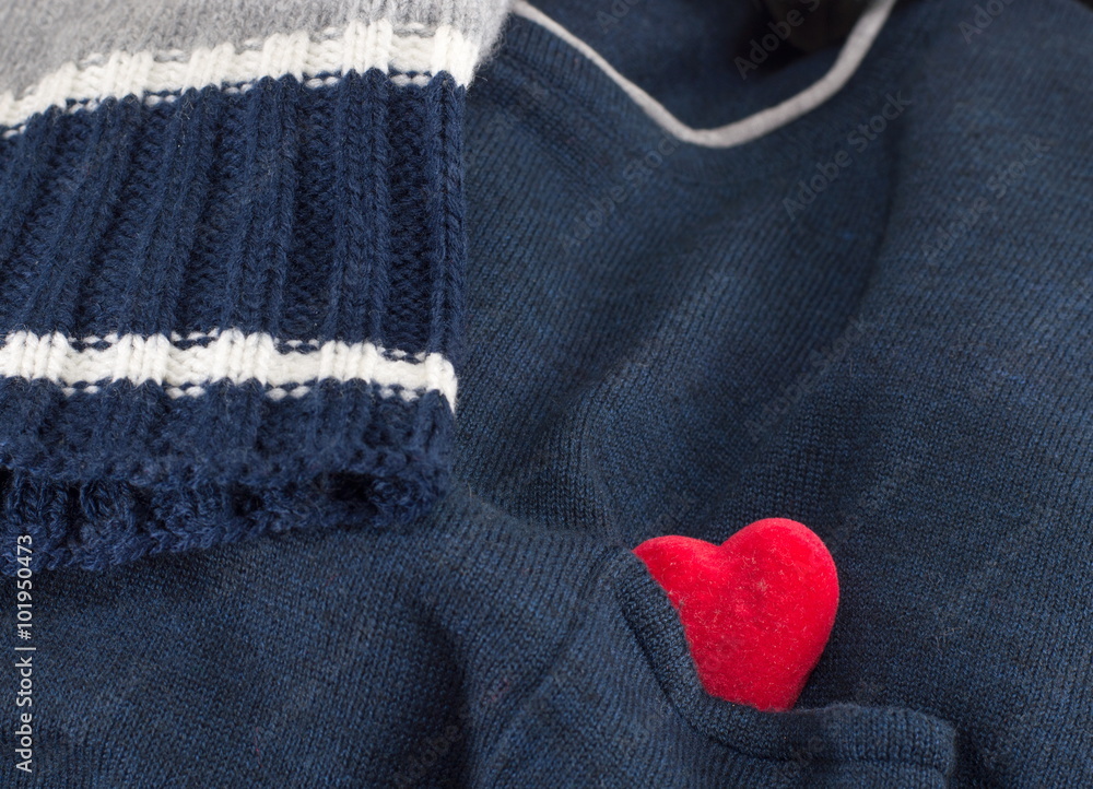 blue sweater with a heart