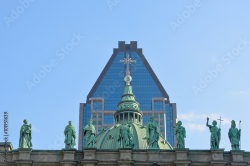 Statues on the Cathedral-Basilica of Mary in Montreal, Quebec, Canada photo