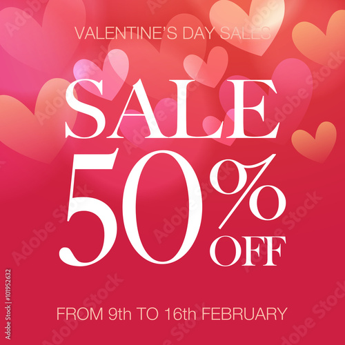 Valentine's Day sale. Letters with hearts valentine background