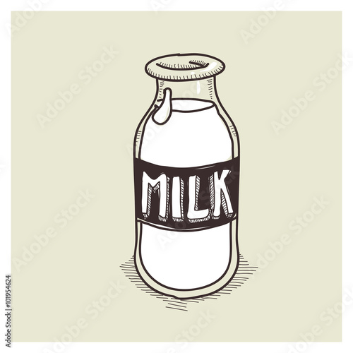 vector hand drawing sketch milk bottle illustration