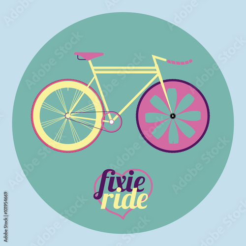 vector illustration fixed gear bicycle illustration (fixie)