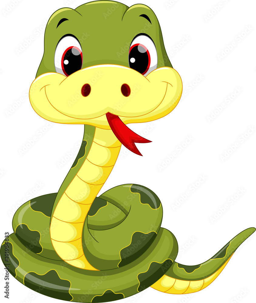 Naklejka premium Cute baby cartoon węża