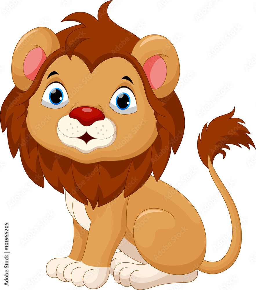 Naklejka premium Cute baby lion cartoon sitting