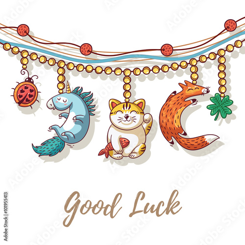 Bracelet vector card with lucky charms