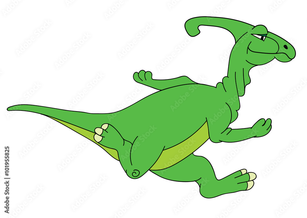 Obraz premium Illustration of the running Parazaurolof dinosaur