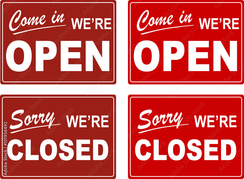 We are Open and Sorry, We are Closed, Shop Door Signs (Vector)