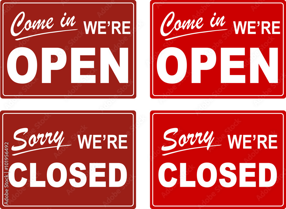 Fototapeta premium We are Open and Sorry, We are Closed, Shop Door Signs (Vector)