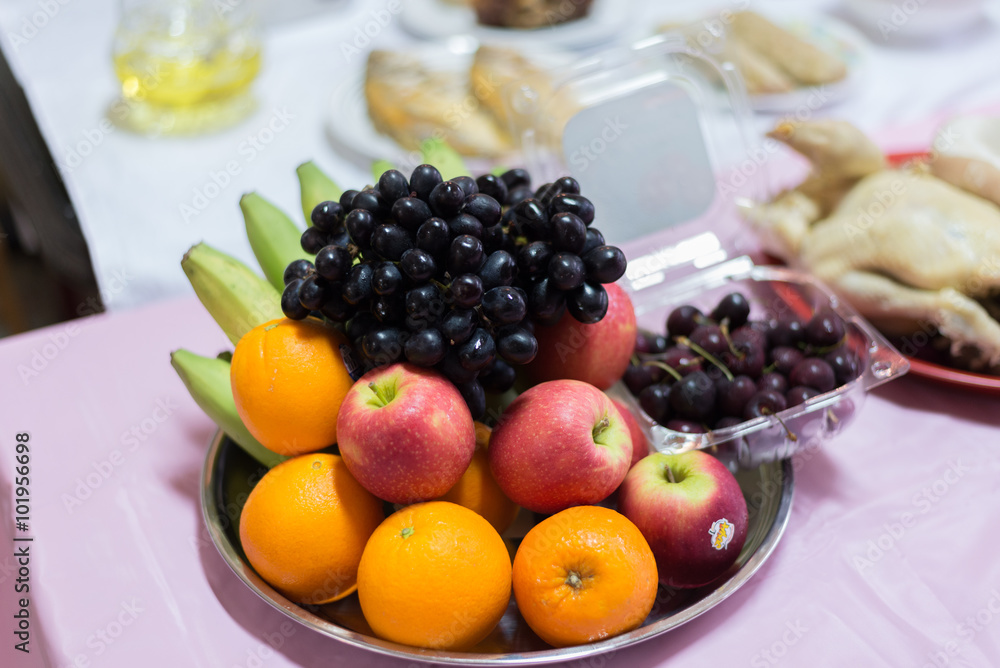 A table feast and prop on chinese new year to respect the ancestor and celebrate the new year to come. A table feast and prop on chinese new year to respect the ancestor and celebrate the new year to come.