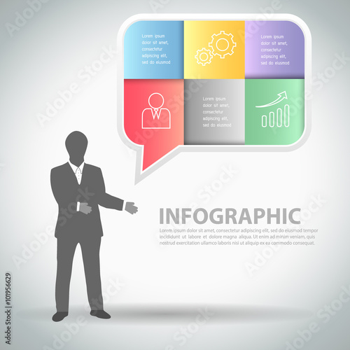 Abstract template business man with speech bubble,