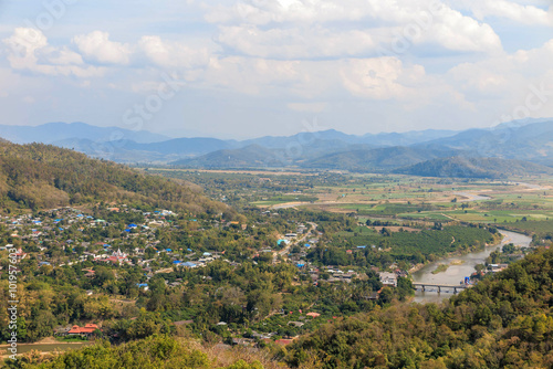 Village  mountain  river and farm in Mae Ai  Chiang Mai  Thailand