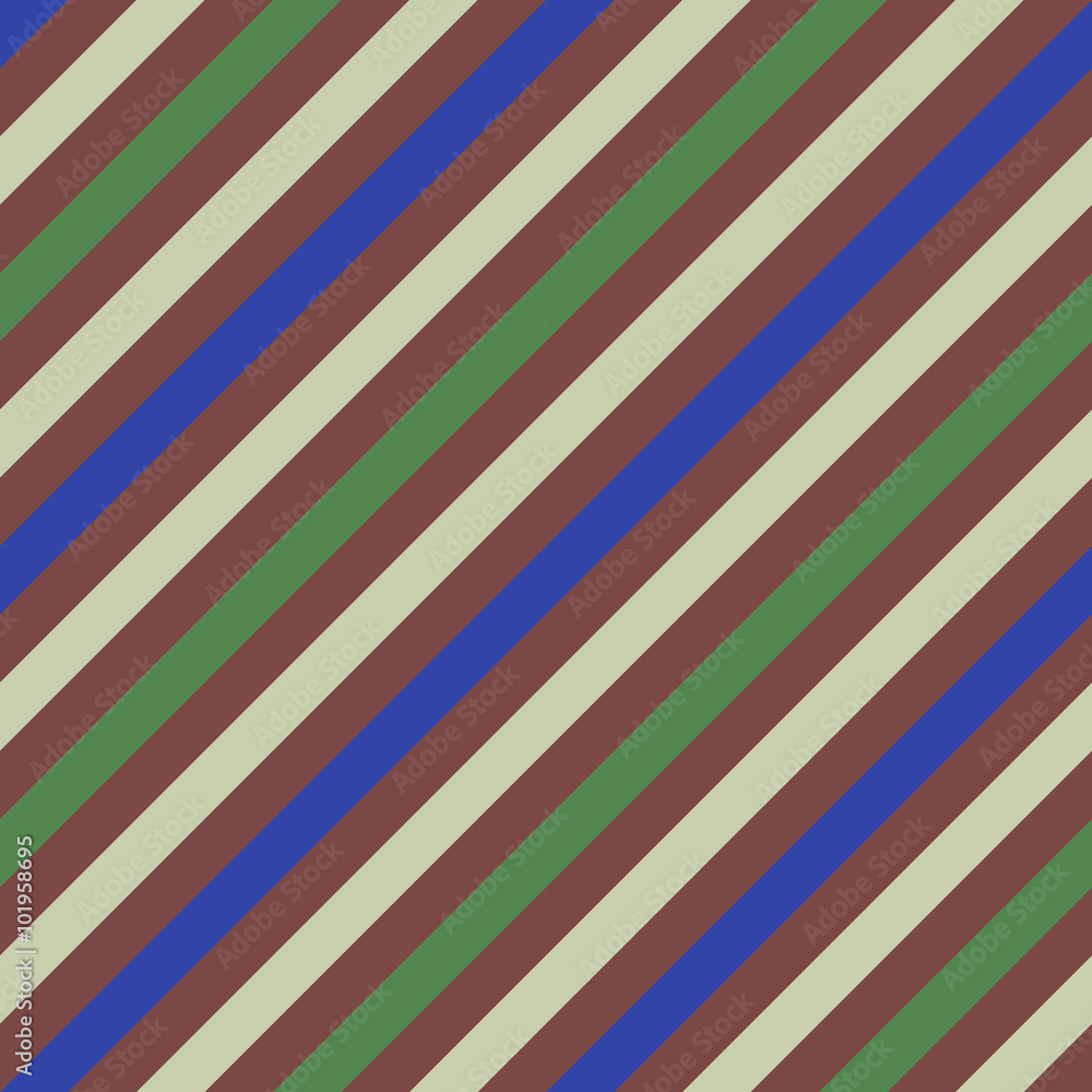 Seamless geometric pattern. Stripy texture for neck tie. Diagonal contrast strips on background. Contrast blue, brown, green colors. Vector Seamless geometric pattern. Stripy texture for neck tie. Diagonal contrast strips on background. Contrast blue, brown, green colors. Vector
