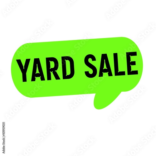 yard sale wording on Speech bubbles green cylinder