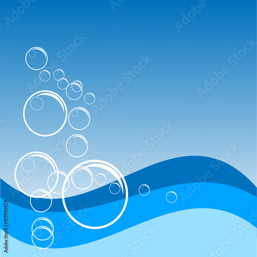 Ocean waves and sea bubbles background  illustration 