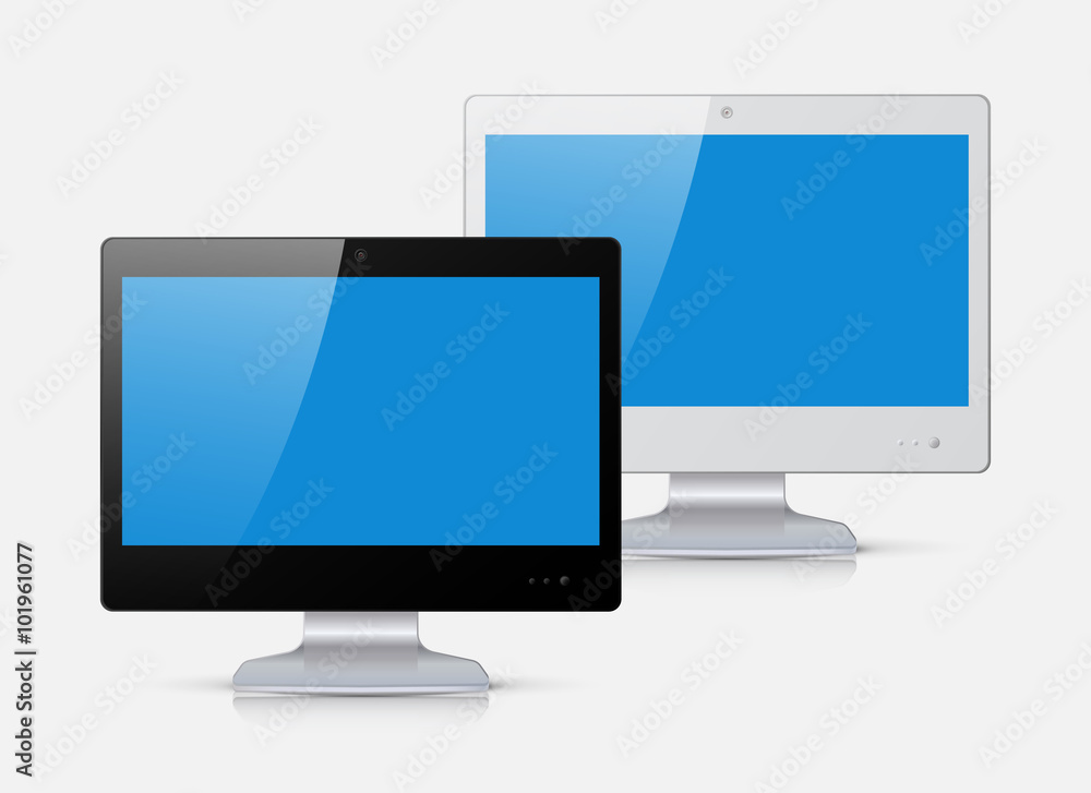 Black and white monitor isolated on white Black and white monitor isolated on white