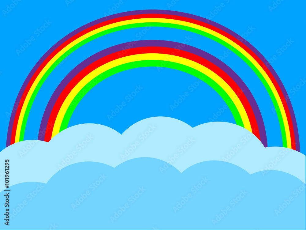 Vector rainbow set with clouds Vector rainbow set with clouds