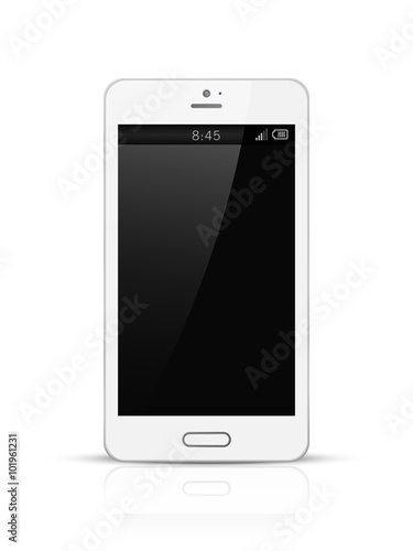 White mobile phone with black screen