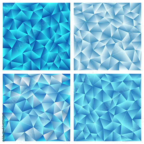 Set of four blue triangular backgrouns
