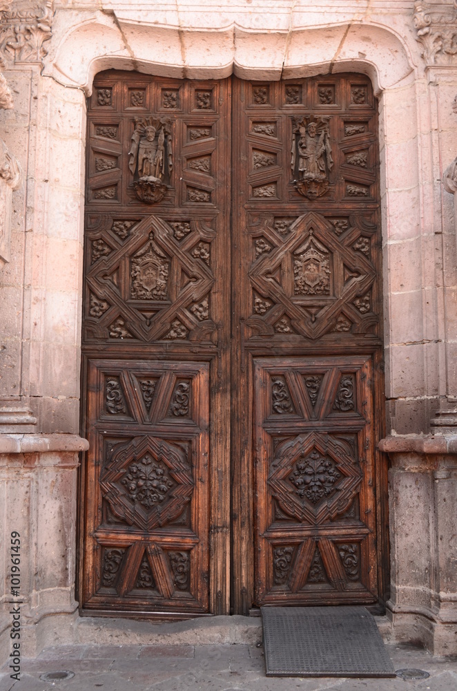 Principal Entrance of La Merced Temple at Morelia downtown